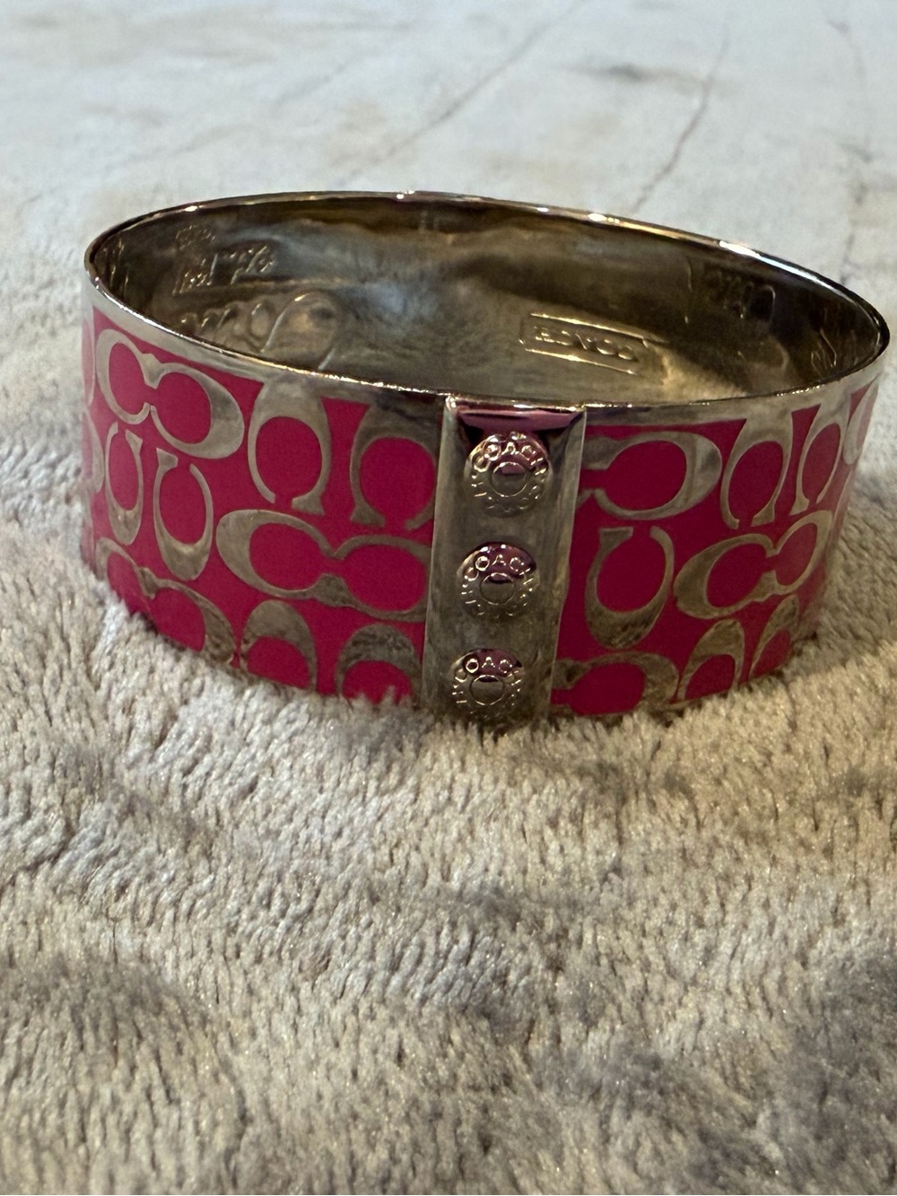 Coach Pink Signature Hinged Bangle Bracelet - Picture 2 of 6